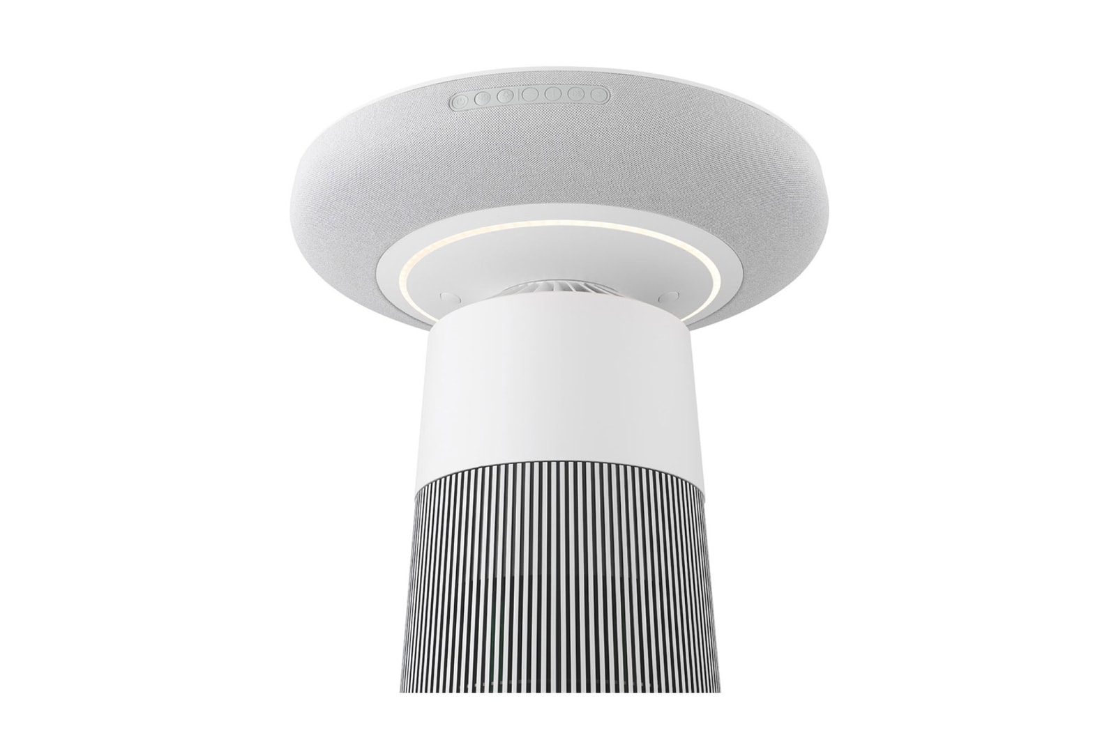 配備圓形無線充電面板的 LG PuriCare™ Aerospeaker 俯視圖