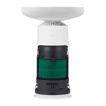 取下外蓋、露出綠色濾網的 LG PuriCare™ Aerospeaker 前視圖