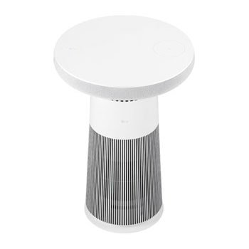 展示平面圓形界面的 LG PuriCare™ Aerospeaker 斜角俯視圖