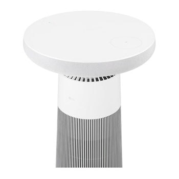 突顯平滑頂部界面的 LG PuriCare™ Aerospeaker 斜角俯視圖