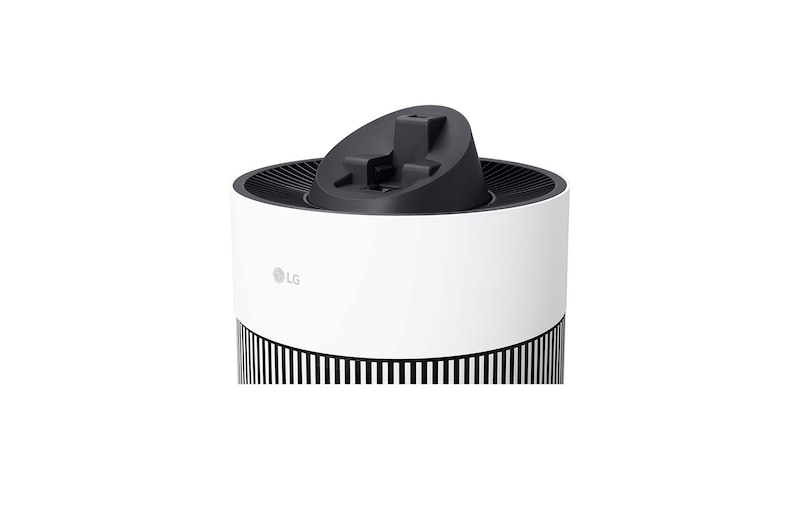 圖片展示 LG 空氣清淨機的機頭配件已被拆下，準備清潔