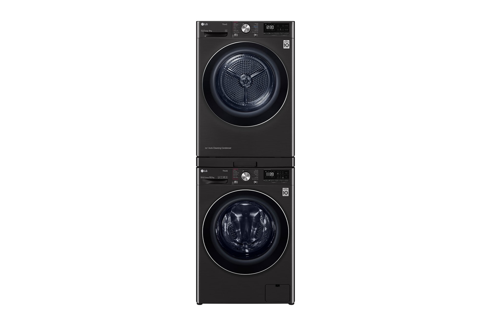 LG 10kg 免曬衣乾衣機堆疊滾筒洗衣機_多功能層架 (尊爵黑), DSTBK