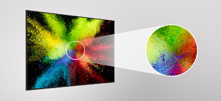 透過放大部分顯示內容，展示生動的畫質。