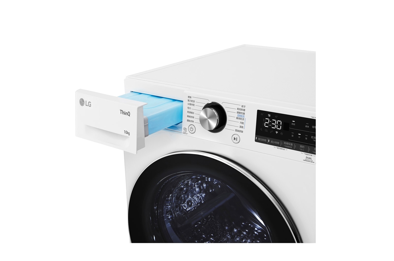 LG 10公斤免曬衣乾衣機｜雙變頻熱泵除濕乾衣｜冰瓷白, WR-100VW