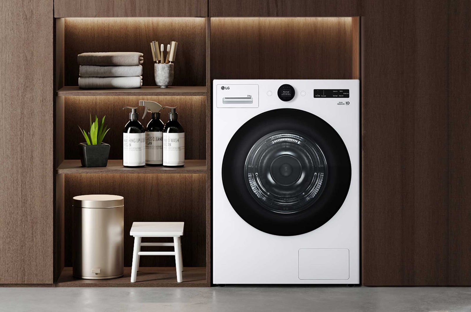 LG 20公斤雙迴轉變頻免曬衣乾衣機｜冰瓷白｜AI Dryer™, WR-20DW