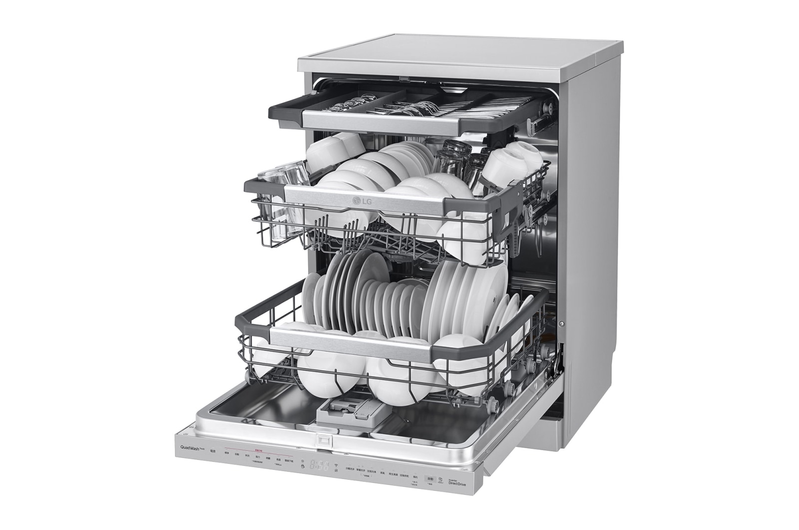 LG 14人份 QuadWash™ Objet Collection<sup>®</sup>  洗碗機｜消光銀｜自動開門, DFB335HS