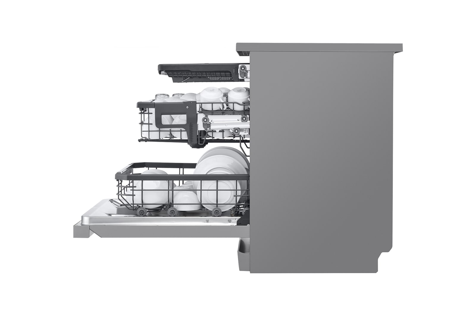 LG 14人份 QuadWash™ Objet Collection<sup>®</sup>  洗碗機｜消光銀｜自動開門, DFB335HS