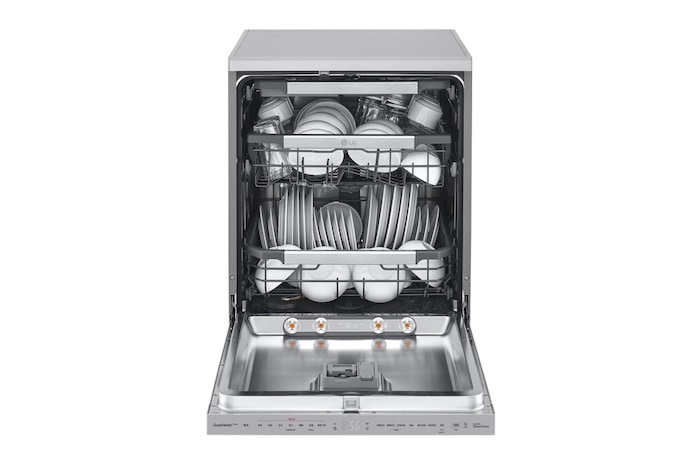 LG 14人份 QuadWash™ Objet Collection<sup>®</sup>  洗碗機｜消光銀｜自動開門, DFB335HS