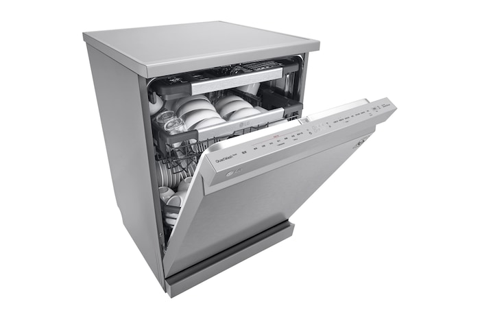 LG 14人份 QuadWash™ Objet Collection<sup>®</sup>  洗碗機｜消光銀｜自動開門, DFB335HS