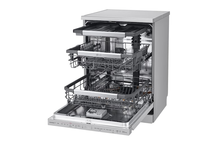 LG 14人份 QuadWash™ Objet Collection<sup>®</sup>  洗碗機｜消光銀｜自動開門, DFB335HS