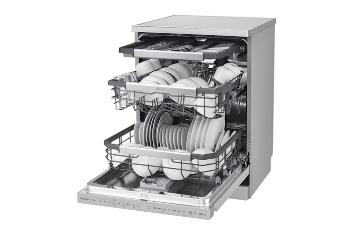 LG 14人份 QuadWash™ Objet Collection<sup>®</sup>  洗碗機｜消光銀｜自動開門, DFB335HS