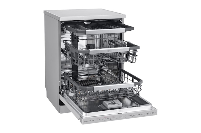 LG 14人份 QuadWash™ Objet Collection<sup>®</sup>  洗碗機｜消光銀｜自動開門, DFB335HS