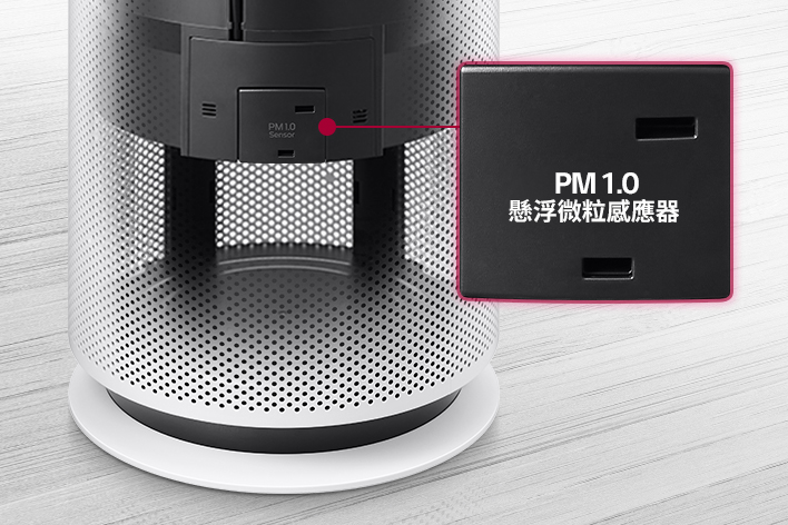 顯示「PM 1.0 感應器」的位置，右邊提供更大的圖片。