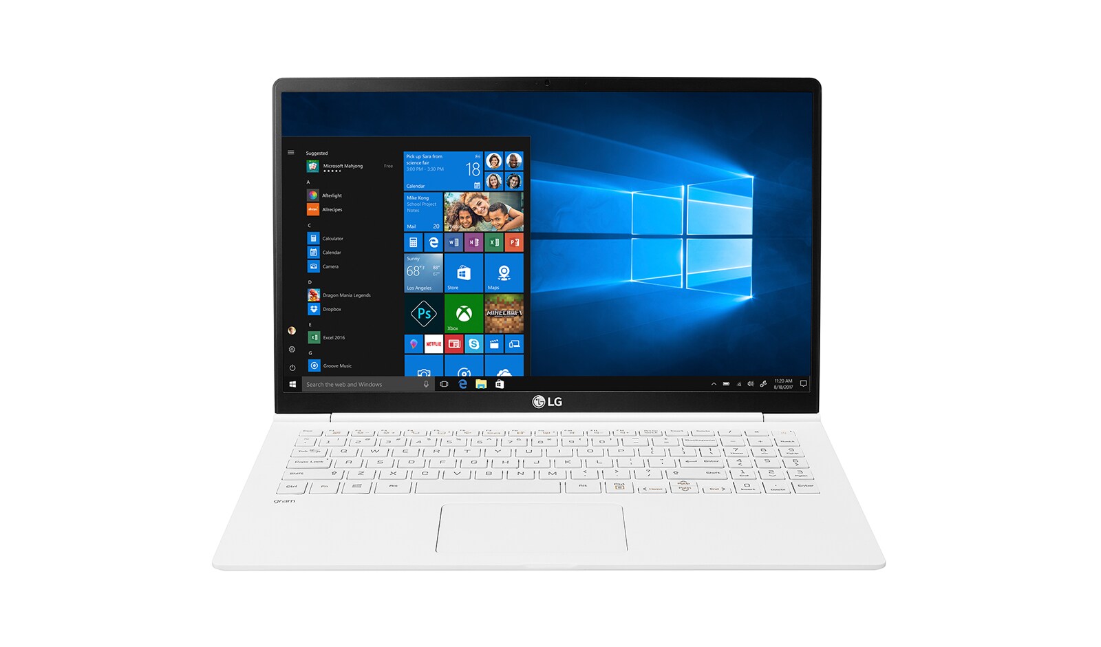 LG Gram 15.6&#34; 極緻輕薄筆電　白 15Z980 正視圖