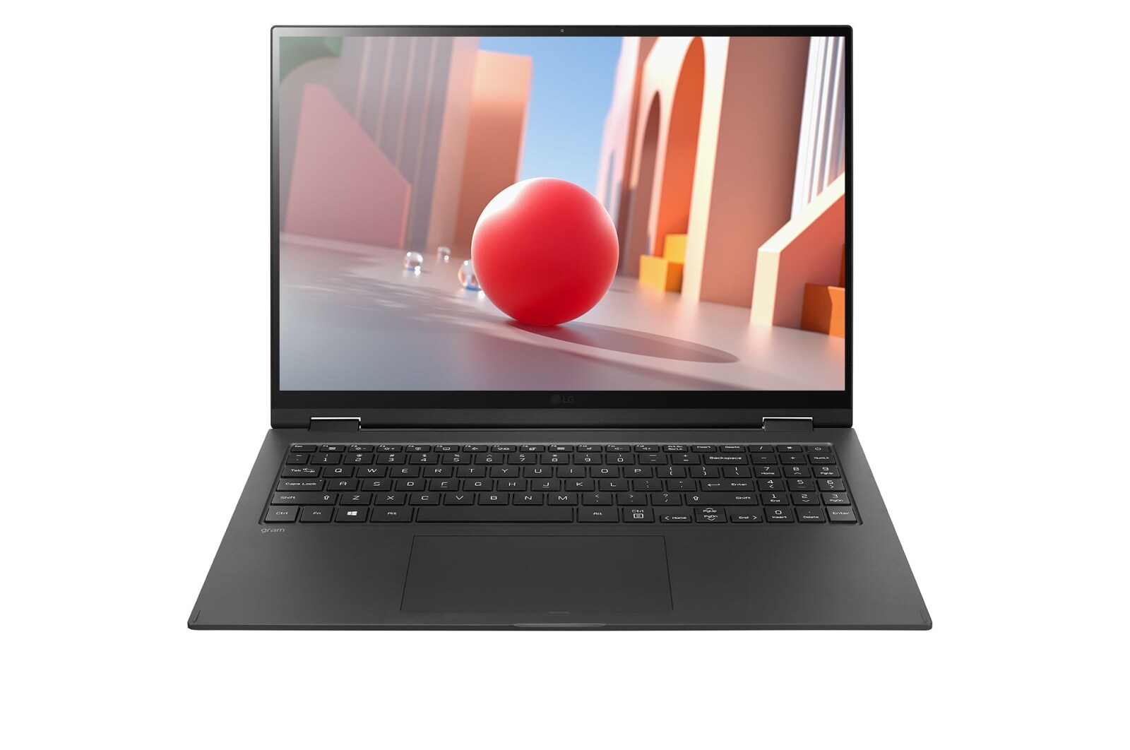 LG gram 16&#39;&#39; 2-in-1 輕贏隨型 極致輕薄翻轉觸控筆電&#xff08;曜石黑&#xff09; 16T90P-G 正視圖