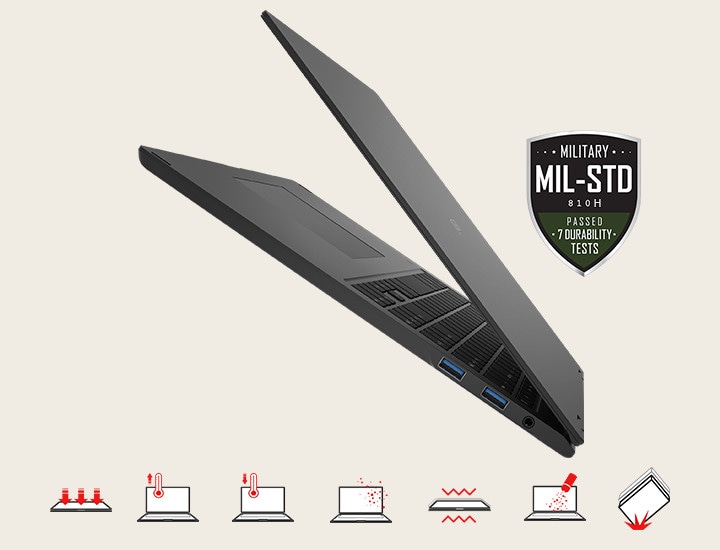 LG gram Pro 2-in-1擁有 MIL-STD-810H 軍規認證