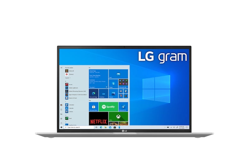 Front view of LG gram 17” 輕贏隨型 極致輕薄筆電 – 石英銀 (i7) 17Z90P-G