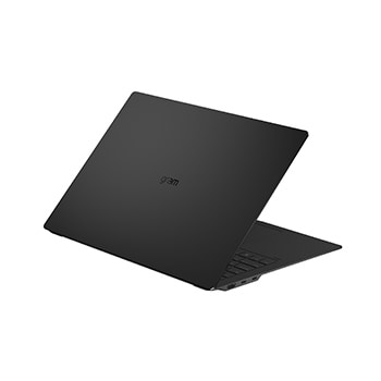圖片展示浮空的 LG gram Pro AI 筆電，從多個角度展示其纖薄輕巧的機身設計。圖片展示 LG gram AI 筆電主要特色，包括 1,199 g 輕盈機身、12.4 mm 纖薄厚度、Windows 11 Home Copilot+ PC、Intel Core Ultra 處理器、支援 On-Device 與 Cloud AI、採用 16 吋 16:10 3K OLED 面板，以及支援 DCI-P3 100% 廣色域和 30 至 120 Hz 可變更新率。