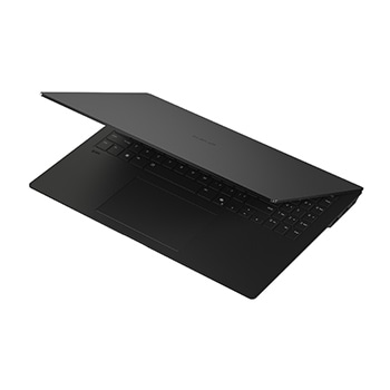 LG gram Pro 筆電以斜角狀態呈現於深色背景中，突顯其專為 16 吋打造的 1,199 g 輕巧機身設計。畫面展示 MIL-STD-810H 徽章，代表裝置已通過七項軍規耐用性測試。