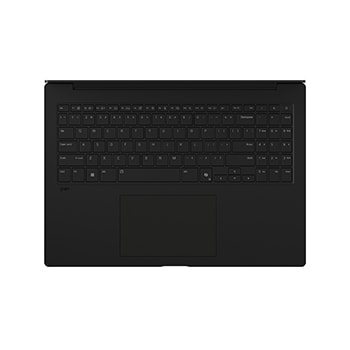 畫面呈現 LG gram Pro 筆電的斜角俯視圖，展現銀色金屬飾面。畫面聚焦於纖薄機身設計與細緻的上蓋飾面，頂部面板中央顯示著 gram 標誌，展現簡約精緻的外觀風格。