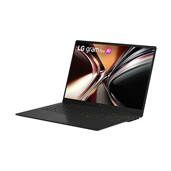 LG gram Pro 筆電前視圖，配備 16 吋 3K OLED 螢幕。裝置上方的圖示代表 OLED 技術、2880 × 1800 解析度和 100% DCI-P3 廣色域。螢幕顯示著鮮明、高對比度的影像，筆電旁邊則顯示 VESA DisplayHDR True Black 1000 認證徽章。