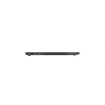 畫面呈現 LG gram Pro 筆電側視圖，展示各種連接埠。圖片標示 USB 3.2 連接埠、HP/MIC 插孔、HDMI 連接埠以及支援 Thunderbolt 4 的 USB 4 Type-C 連接埠，呈現裝置的有線連接選項。