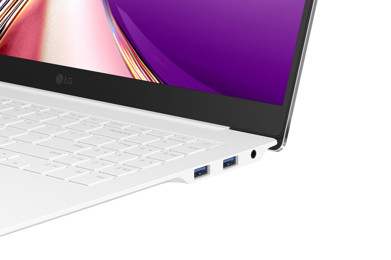 畫面呈現 LG gram Pro 筆電前視圖，下方展示圓形電池圖形，象徵長續航表現。畫面透過展示螢幕上的圖示與儀表板式介面，強調配備 77 Wh 電池，續航時間最長可達約 27 小時。