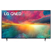 帶填充影像和產品標誌的 LG QNED 電視前視圖