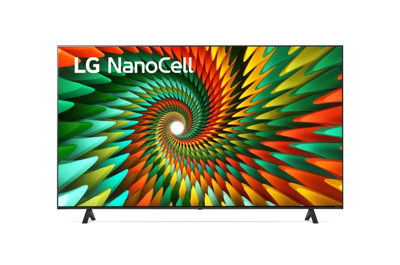 Front view of LG NanoCell 一奈米 4K AI 語音物聯網智慧電視/65吋 (可壁掛) / 2023 65NANO77SRA