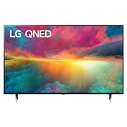 帶填充影像和產品標誌的 LG QNED 電視前視圖