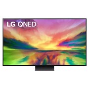 帶填充影像和產品標誌的 LG QNED 電視前視圖