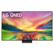 帶填充影像和產品標誌的 LG QNED 電視前視圖