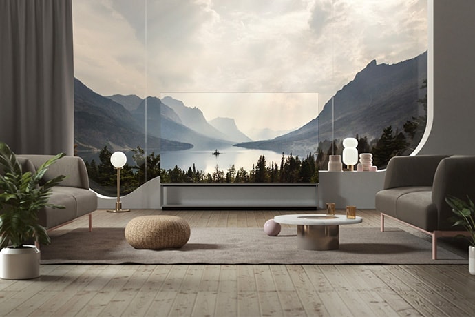 LG SIGNATURE OLED 8K電視融入背景中，呈現逼真的場景
