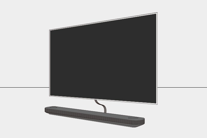 前端檢視：掛在牆上的LG SIGNATURE OLED壁畫電視