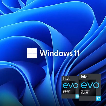 顯示 Intel® Evo 和 Window 11 標誌。
