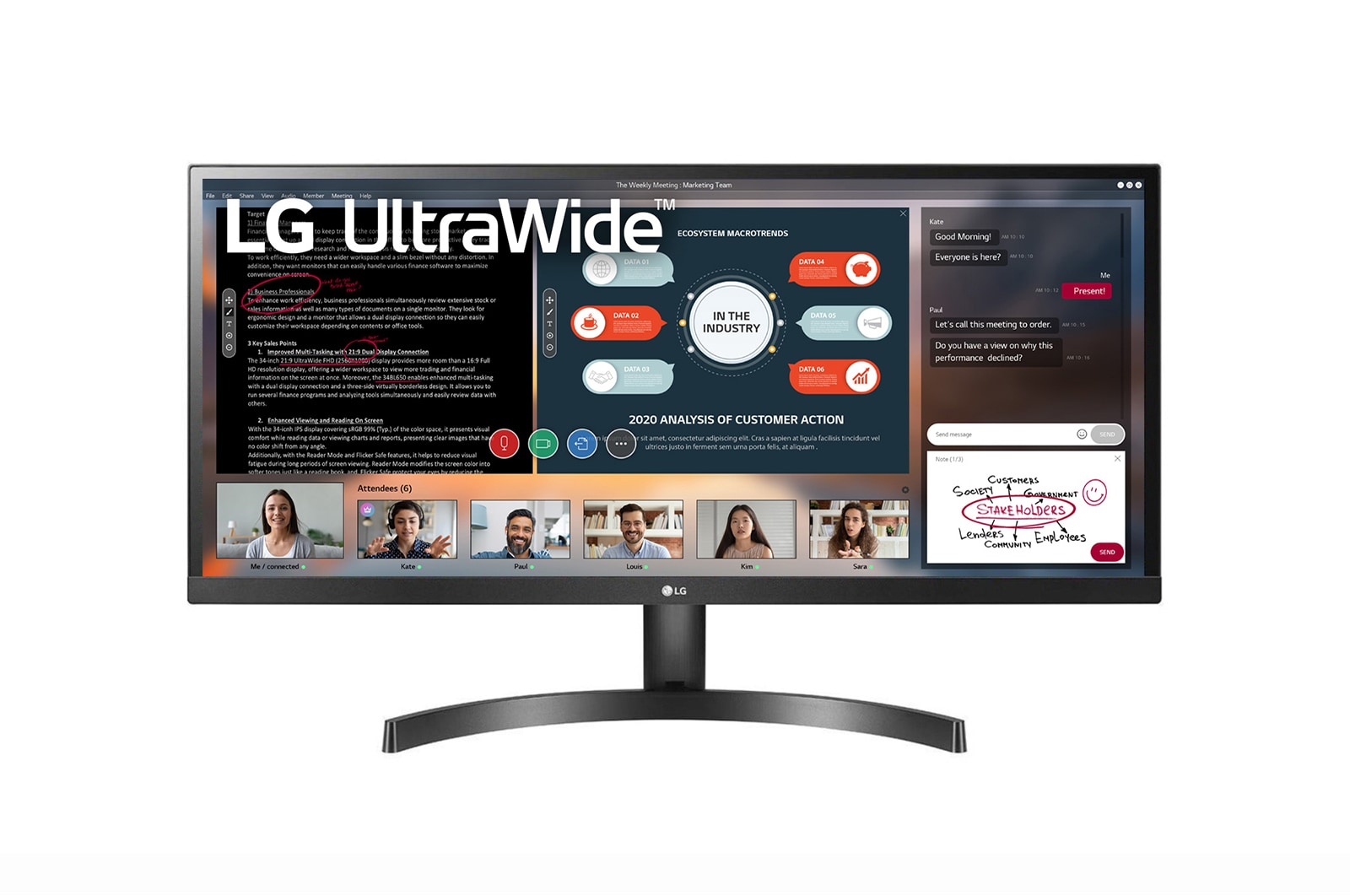 29&#34; UW-FHD 21:9 UltraWide™ HDR 10多工電競螢幕 29WL500-B 正視圖