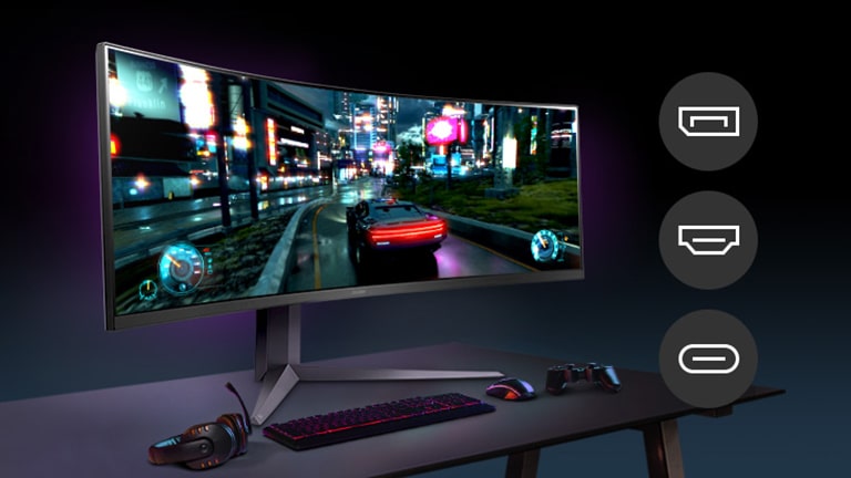 此螢幕可顯示高品質的動態影像，透過 DP、HDMI、USB Type-C 連接保持 200Hz。