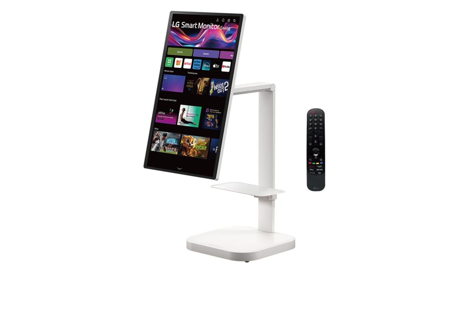 Front view of 【送置物盤】Smart Monitor 斜槓機 Duo 27" 移動式智慧螢幕 (4K) 27U730SA-W.STA3STA001