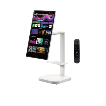 Front view of 【送置物盤】Smart Monitor 斜槓機 Duo 27" 移動式智慧螢幕 (4K) 27U730SA-W.STA3STA001