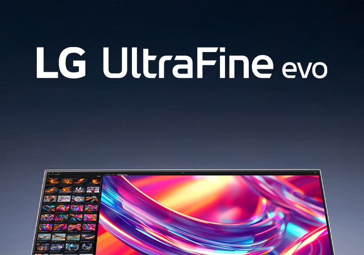 LG UltraFine™ evo 32U990A 產品圖片,下方有其標誌和獎項標誌
