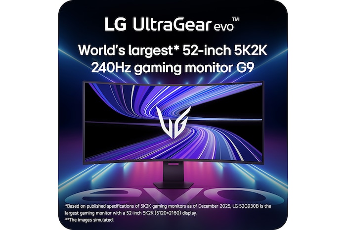 52 吋 UltraGear evo G9 5K2K 240Hz 專業電競螢幕 (52G930B) 搭配傾斜調整的右側視圖