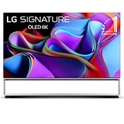LG OLED 8K evo 的正視圖，螢幕上有 11 年全球第一 OLED 的徽章標誌。