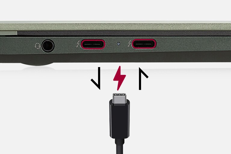 採用 USB-C 電源供應技術輸入輸出充電。
