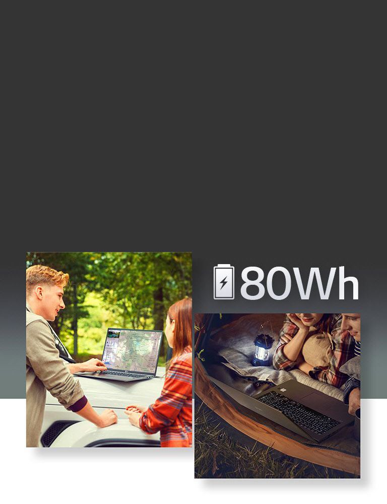 巨大電池容量 80Wh