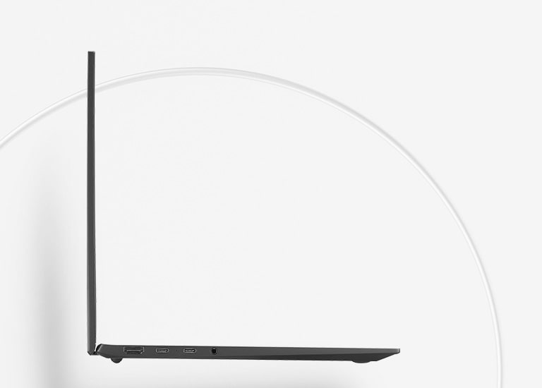 LG gram 輕薄機身，方便攜帶和提供強大生產力