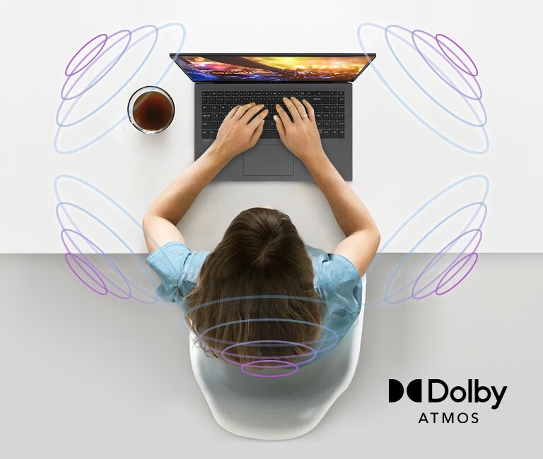 顯示 gram 的喇叭發出的聲音環繞著 gram 周圍的空間。