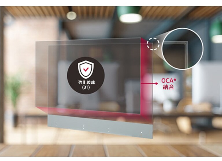 透明 OLED 螢幕上貼有薄而透明的鋼化玻璃。