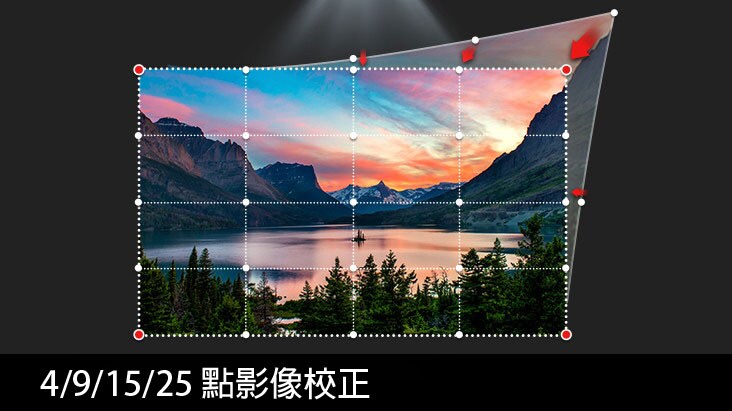 正使用點扭曲功能調整螢幕。