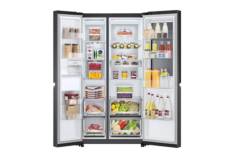 LG 653公升 InstaView™ 敲敲看門中門對開冰箱｜夜墨黑, GL-QL62MB