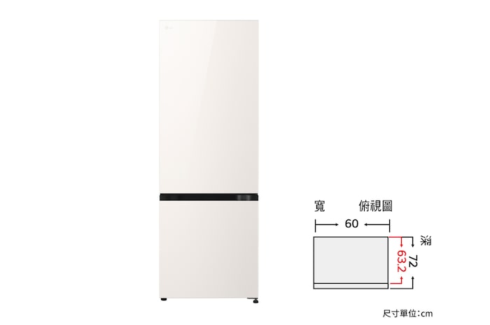 332公升智慧變頻雙門冰箱｜雪霧白, GN-BF330BE 正視圖